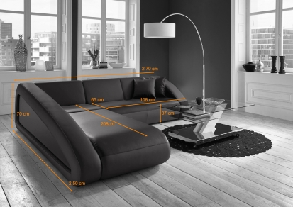 Couch Ecksofa Polsterecke 250 x 270 cm schwarz / weiß Ciao