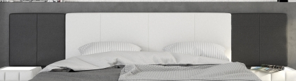 Polsterbett Doppelbett 180 x 200 cm weiß / schwarz NEMO