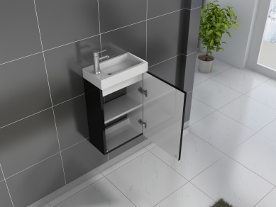 Gäste-WC Waschbecken 40 x 22 cm schwarz Vega