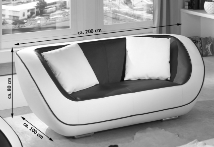 SALE Couch 2-Sitzer Sofa in schwarz weiß Navarra
