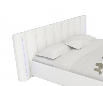 Polsterbett günstig 180x200 cm weiß mit LED - Beleuchtung RENO