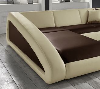 Couch Ecksofa Polsterecke 250 x 270 cm braun / creme Ciao