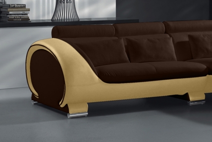 Couch Ecksofa 242 x 181 cm braun creme Polsterecke VIGO Combi 1