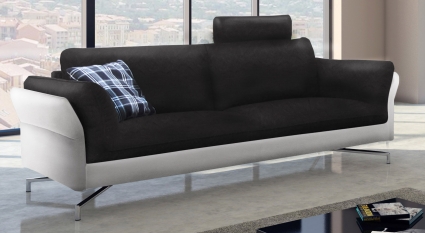 Design Sofa Garnitur 2 & 3 Sitzer schwarz weiß VIVANO