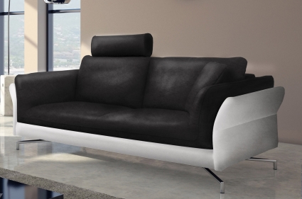 Design Sofa Garnitur 2 & 3 Sitzer schwarz weiß VIVANO