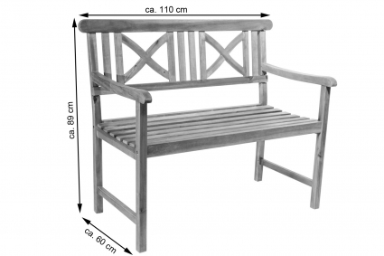Gartenbank Akazie 110 cm 2-Sitzer Sitzbank RIDOS