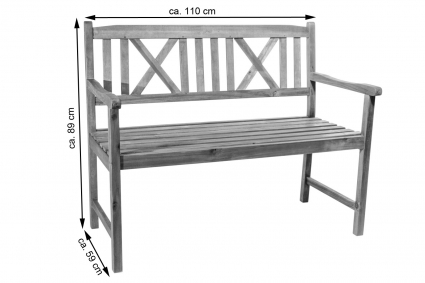 Gartenbank Akazie massiv 110 cm 2-Sitzer Rückenlehne ARETA