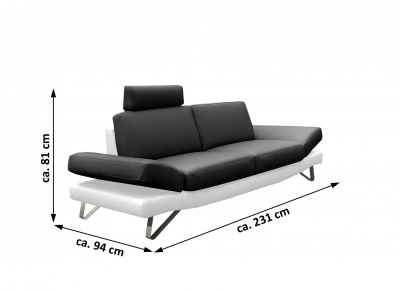 Couch 3-Sitzer Sofa in schwarz/weiß CLASSIC