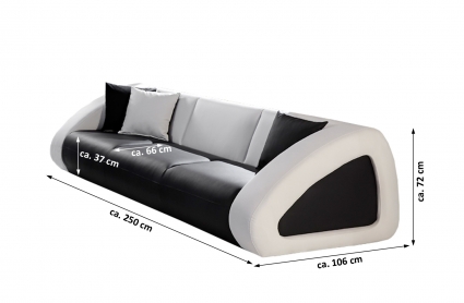 Couch 3-Sitzer Sofa in schwarz/weiß CIAO