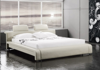 Polsterbett Doppelbett 160x200 cm weiß mit Beleuchtung CLASSICO