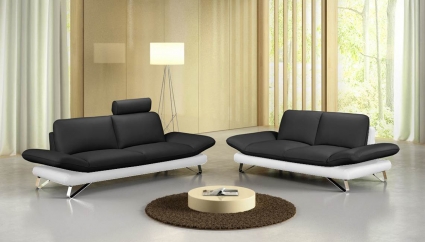 Design Sofa Garnitur 2 & 3 Sitzer schwarz weiß TAIFUN