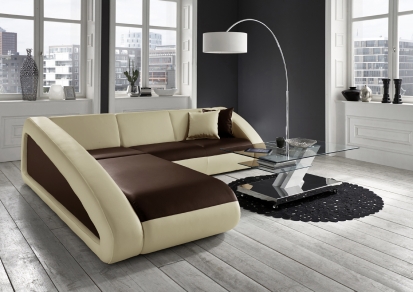Couch Ecksofa Polsterecke 250 x 270 cm braun / creme Ciao