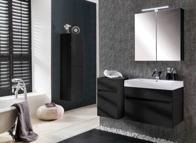 Badezimmermöbel PARMA 4tlg schwarz Hochglanz 70 cm
